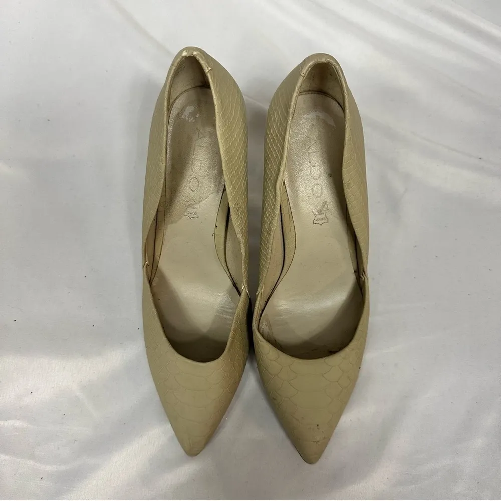 ALDO Faux Snake Skin Print Nude Heels in Size 38.5/8 - Image 6