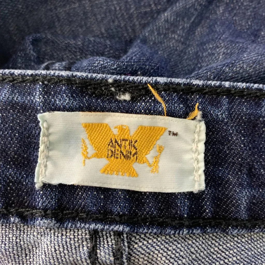 Vintage Antik Denim Low Rise Jeans 28 Med Wash Embroidered Pockets Straight Leg - Image 5