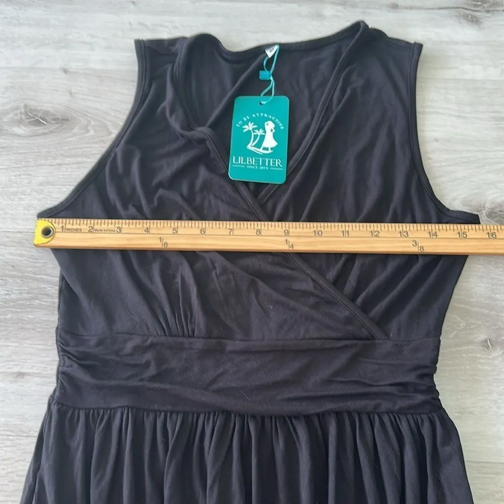 Lilbetter Deep V Loose Plain Dress Black M NWT Size M - Image 8