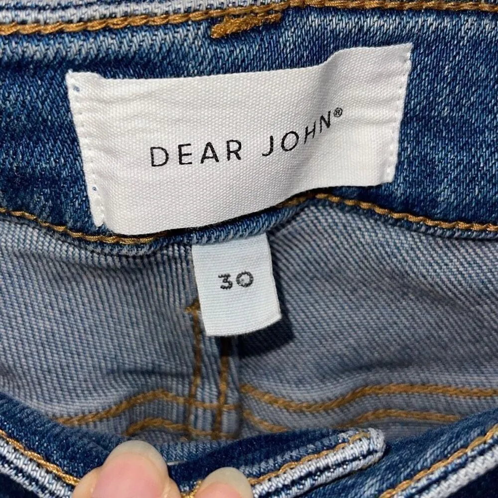 Dear John Womens High Rise Blaire Straight Rat Hem Cropped Jeans Blue Size 30 - Image 5