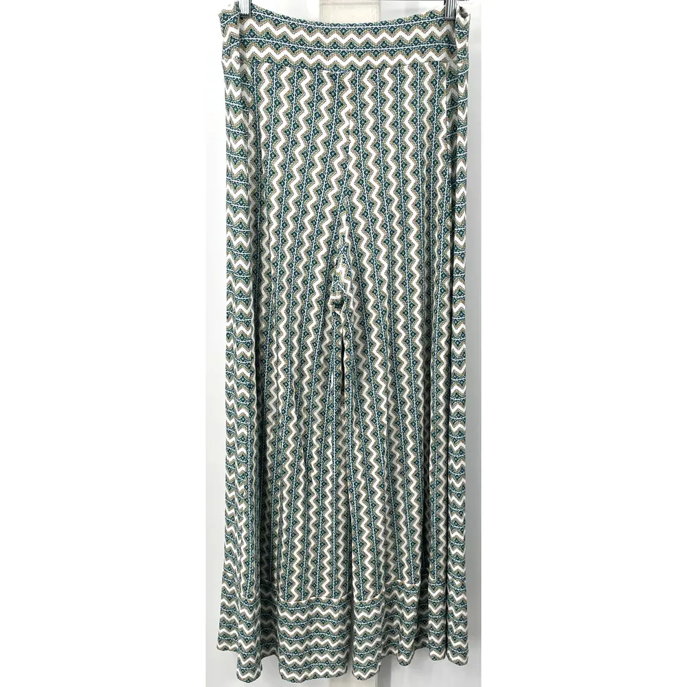NWOT Farm For Anthropologie Wide Leg Palazzo Yoga Pants Geometric Print Sz S Green - Image 3