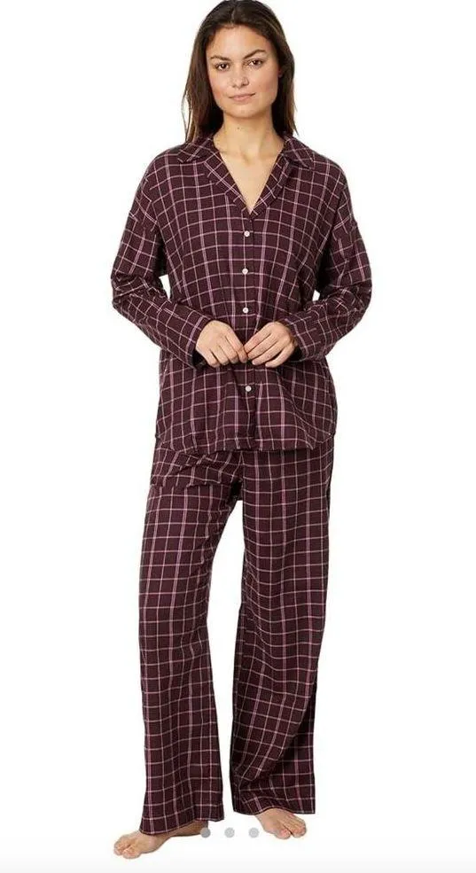 Madewell Purple Brown Plaid Oversized Nikki Flannel Button Down PJ Top EUC Sz S - Image 13