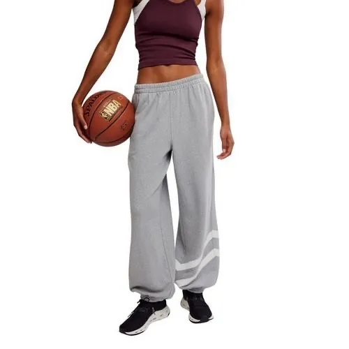 NEW FREE People FP Movement All Star Logo Pants Sweatpants LG Grey Heather White Gray - Image 12