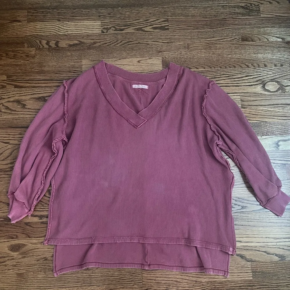 We The Free Asher Thermal Knit Oversized Shirt – Plum – Size Medium - Image 3