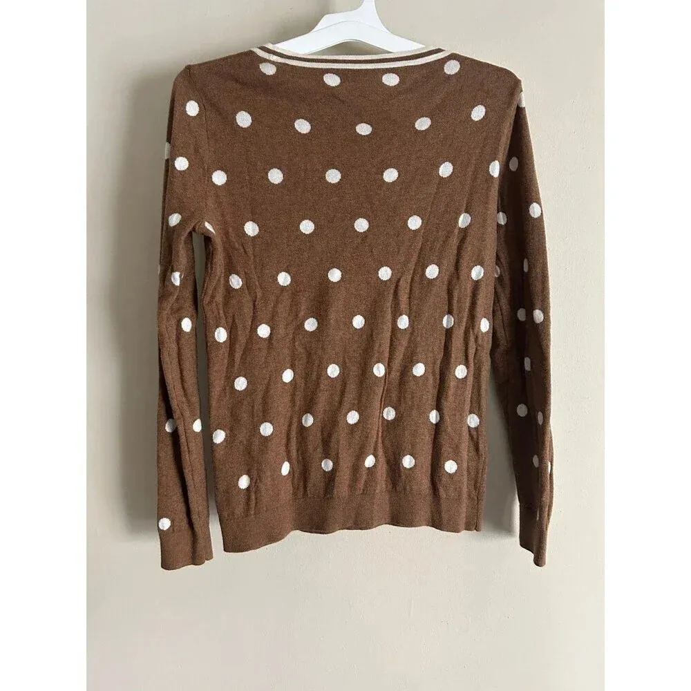 J. Crew Sweater Crew Neck Pullover Polka Dots Cotton Size Small - Image 2