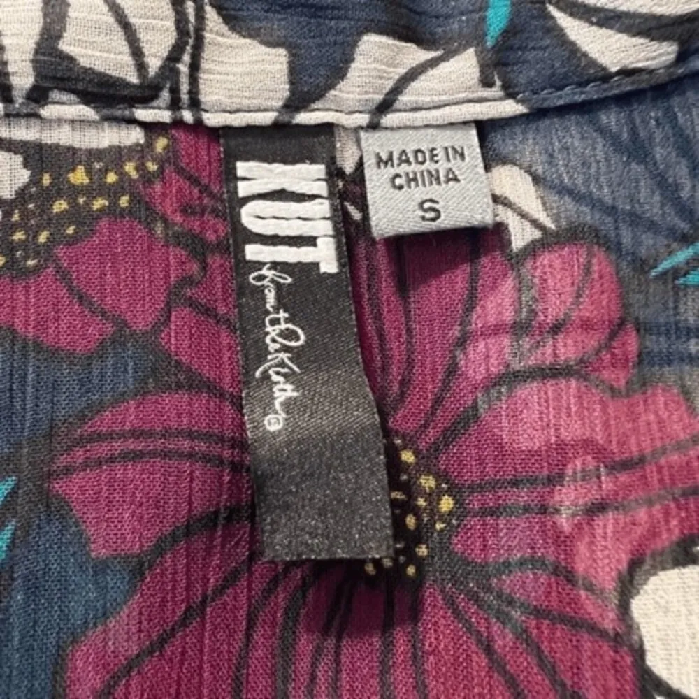 KUT FROM THE KLOTH Women's Sheer Chiffon Floral‎ Button Down Blouse EUC Small - Image 8