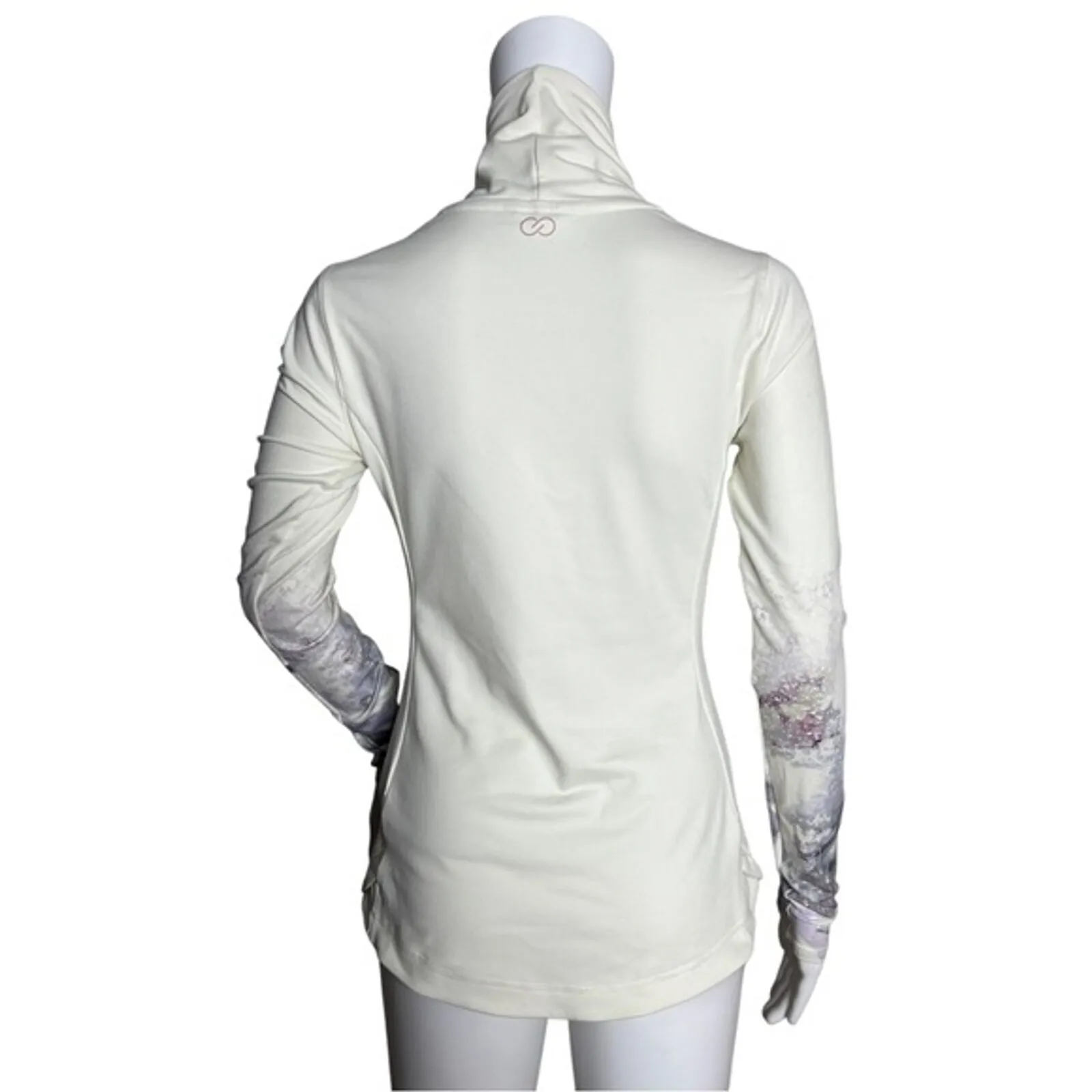 Calia Shirt‎ Womens XS White Purple Gray Tie Dye Cuffs Mock Neck Top Athleisure - Image 3