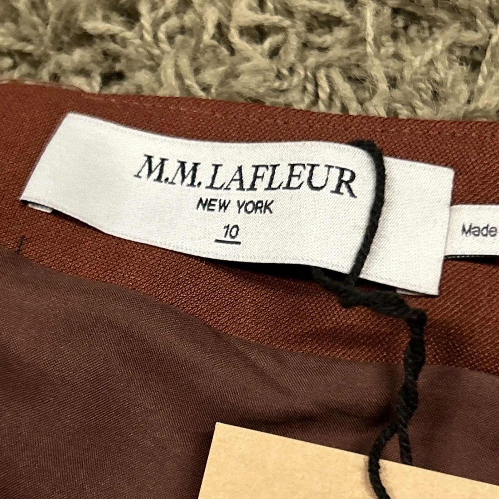 MM Lafleur Melrose 1.0 Skirt Womens 10 Sharkskin Rust Wool Blend Midi Lined New Red - Image 3
