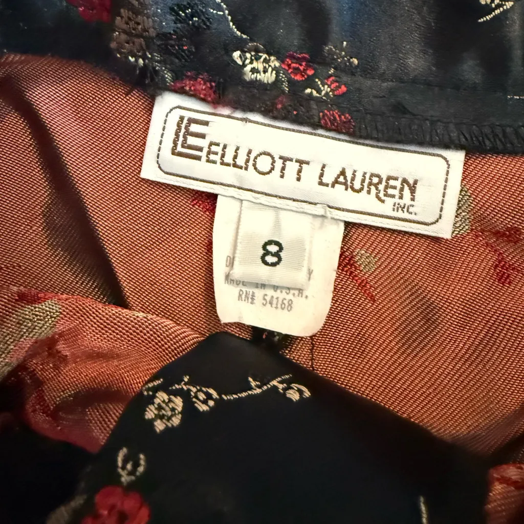 Elliott Lauren Black Floral Satin Pants Size 8 - Image 3