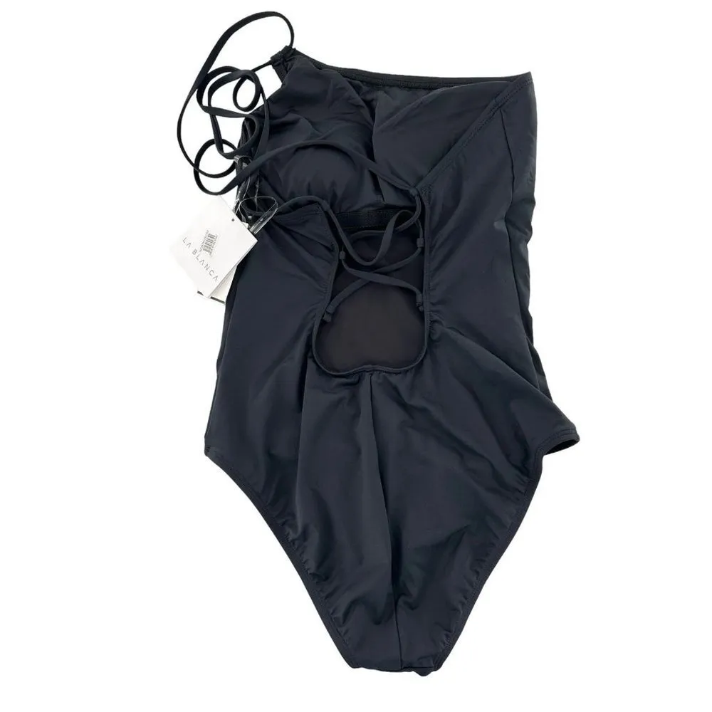 NEW/NWT La Blanca Black Island Goddess One Shoulder Swimsuit Size 8 - Image 5