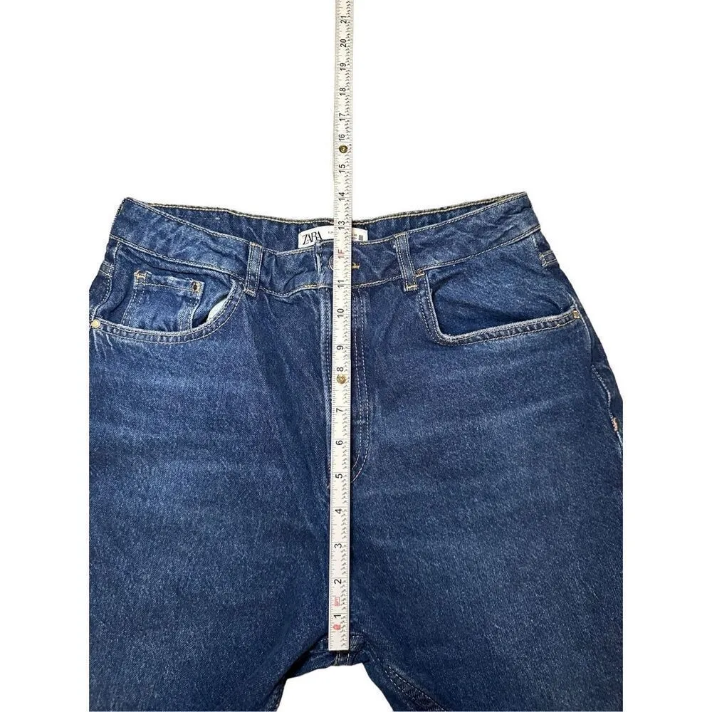 Zara Ripped-Hem Mom Jeans high rise distressed sz 8 - Image 4