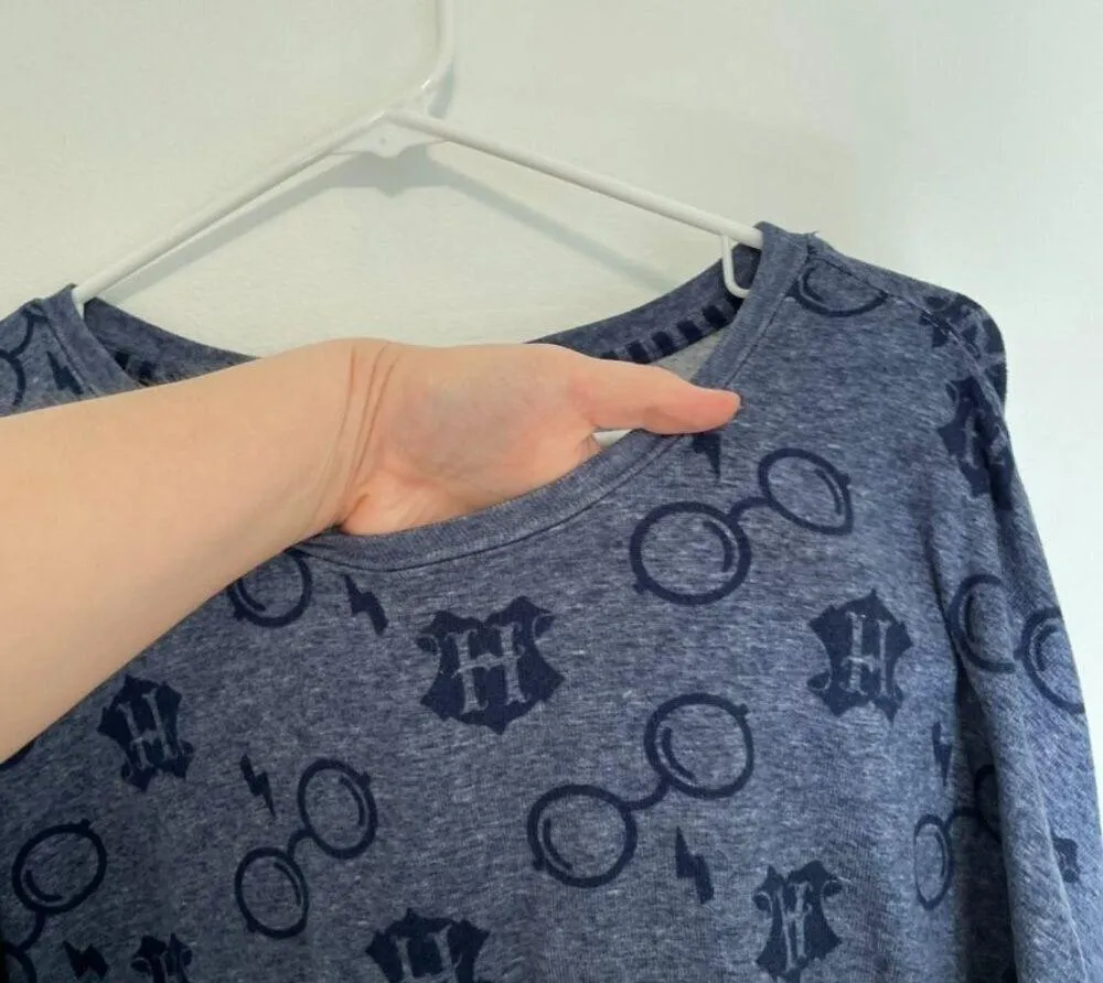 HARRY POTTER Harry Potter Navy Blue Graphic Crewneck Sweatshirt Pajama TOP ONLY - Image 6