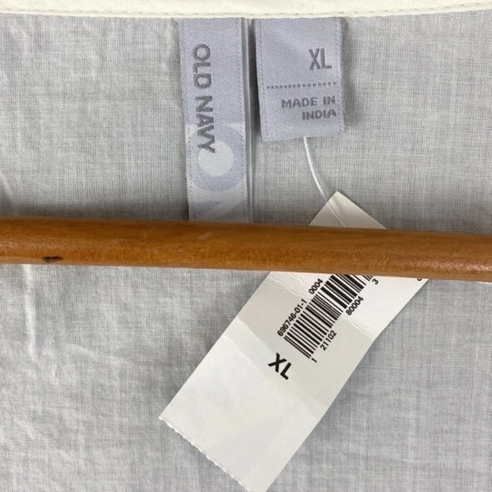 Old Navy Ivory Pleated Crochet Half Sleeve Tunic Blouse Top NEW XL - Image 4