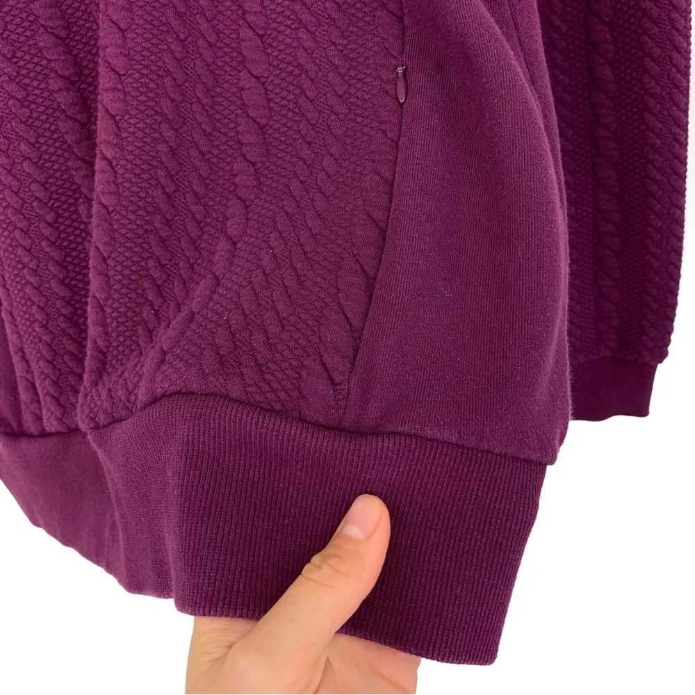ORVIS Jacquard Cable Knit 1/4 Zip Pullover Sweater Purple S - Image 3