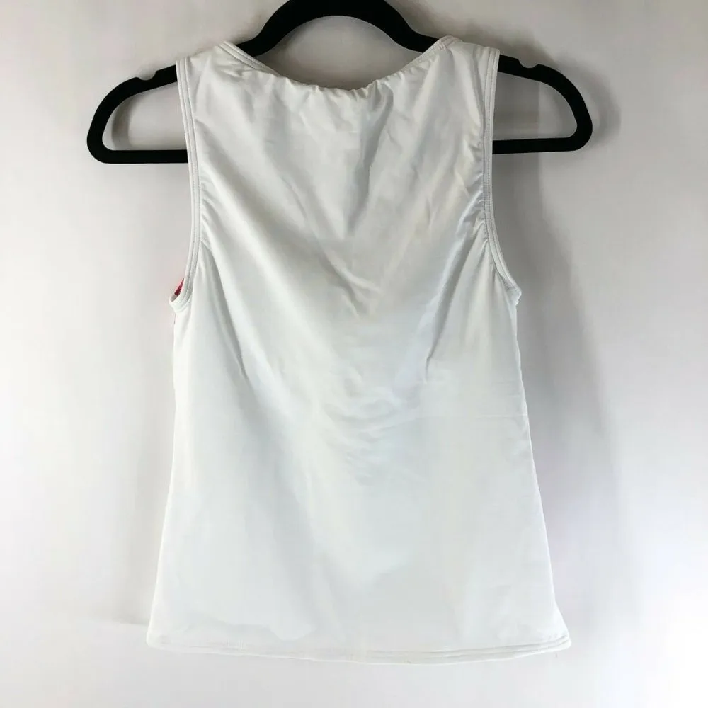 Lands End Tankini Top High Neck Molded Cups Floral White Purple Pink 4 - Image 4