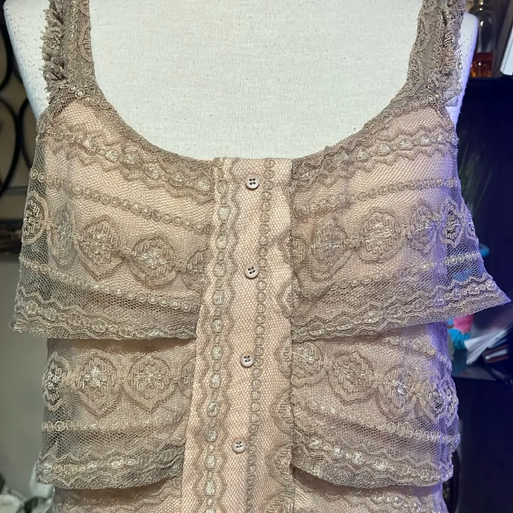 Democracy Ruffled Tank Top Y2K Style Lace Babydoll Sheer Fairy Coquette size M - Image 2