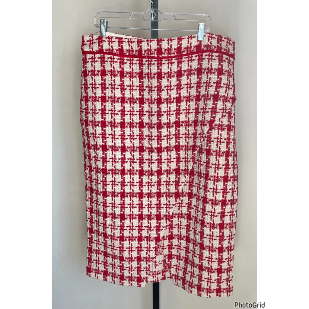 Tuckernuck Pommander Place Red Tweed Marjorie Midi Skirt XXXL New With Tags - Image 3