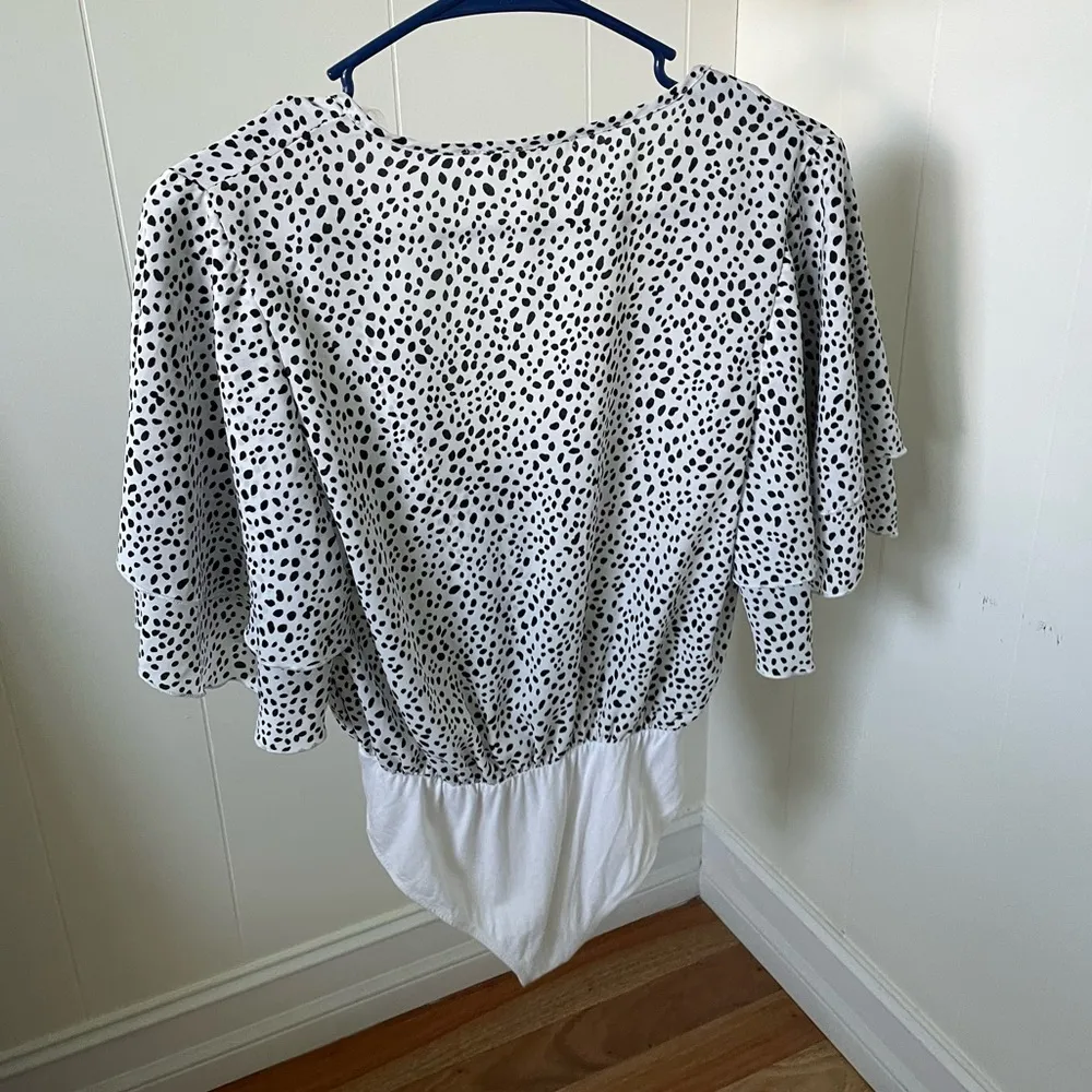 Altar’d State White & Black Patterned Bodysuit - Image 2