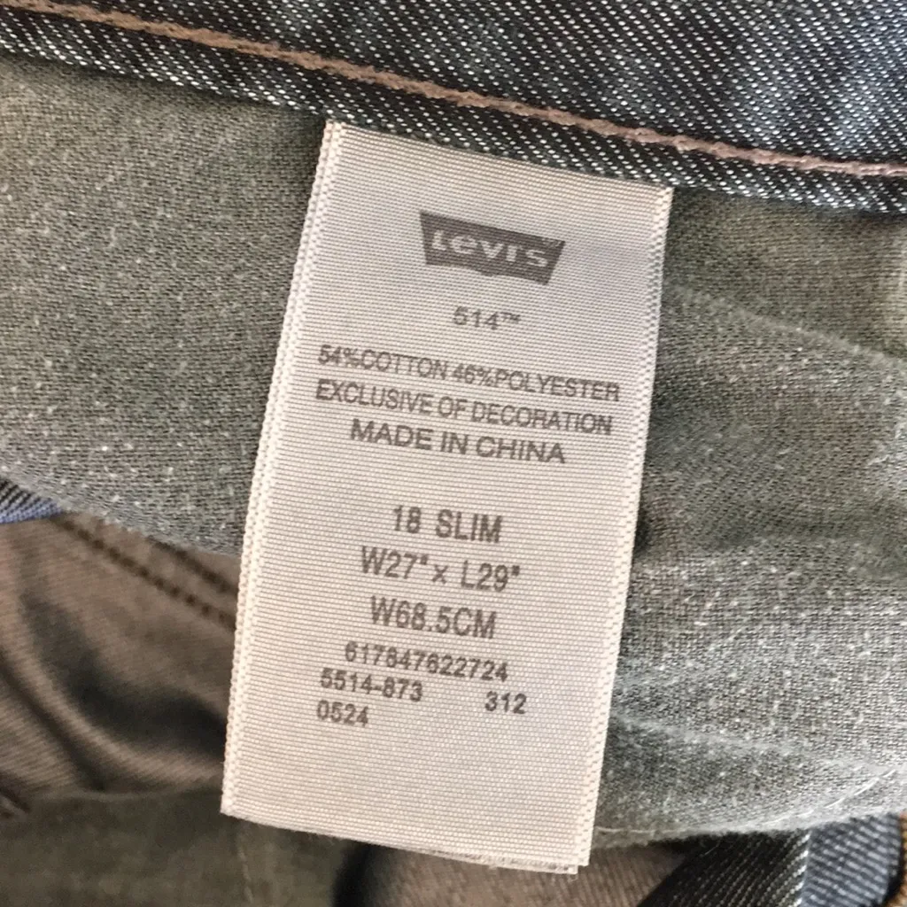 Levi’s 514 jeans 18 slim 27W 29L Straight Leg - Image 4