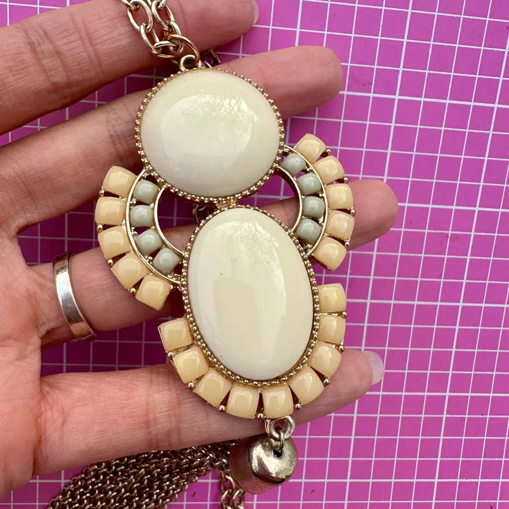 Gloria Vanderbilt Elegant beige cream pendant chain Necklace 38+2” - Image 5