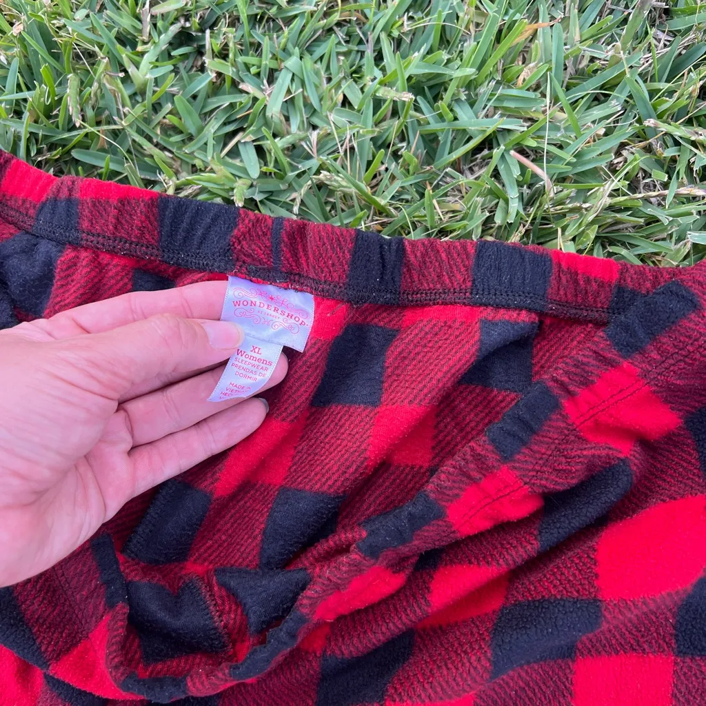 Red and Black Plaid Pajama Pants Size XL - Image 2