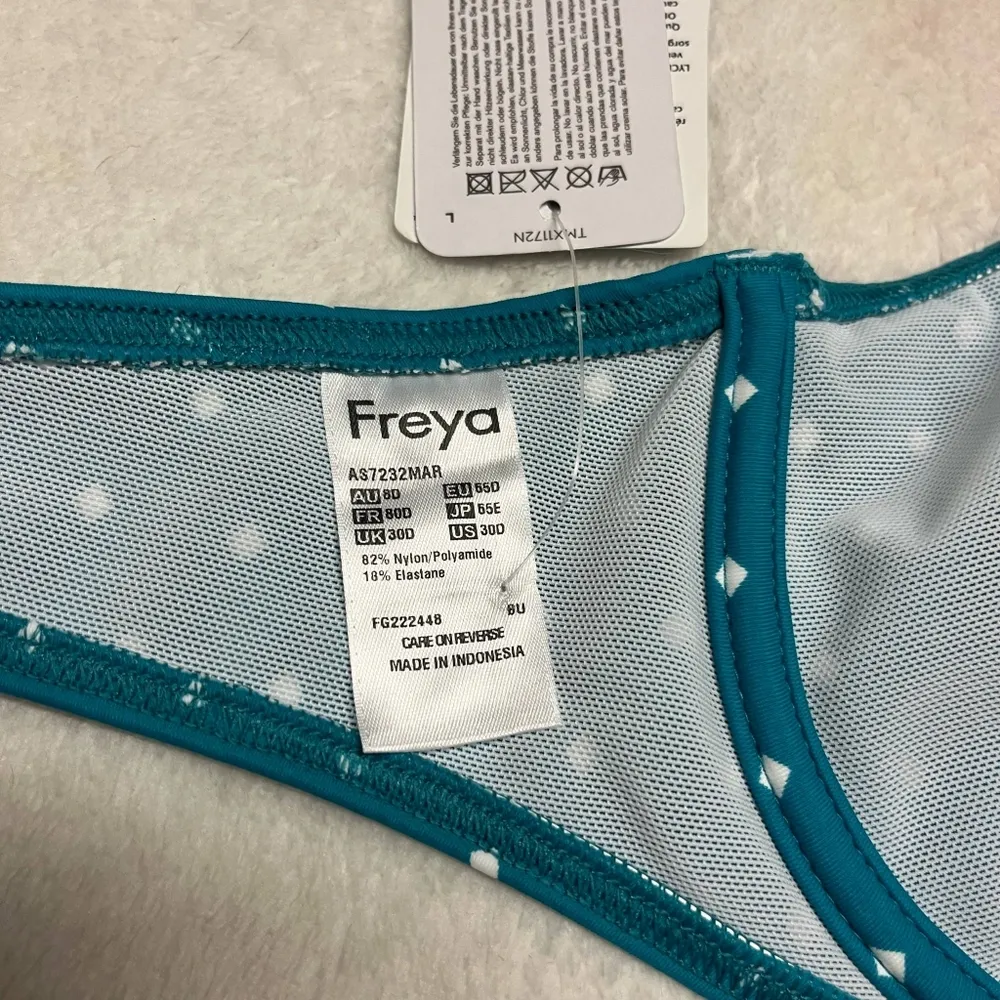 Freya Jewel Cove Teal Polka Dot 30D Halter Top Swim Bra Green Size undefined - Image 3