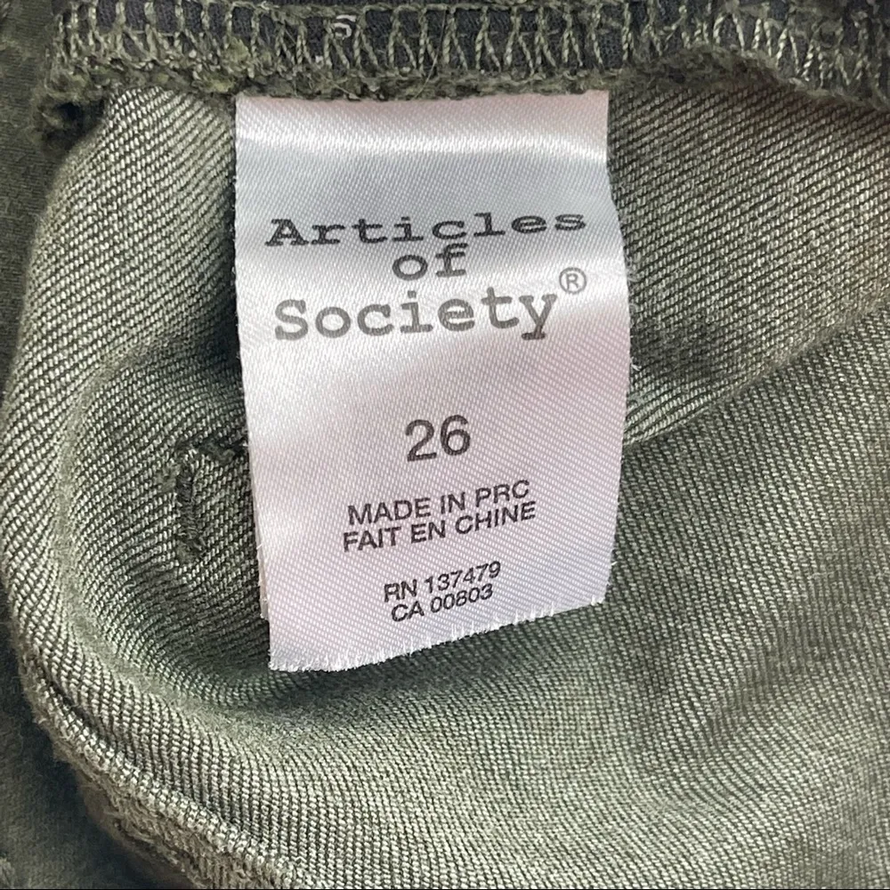 𝅺Articles of Society Stephanie Ster Hem Folsom Skinny Olive Jeans Size 26 - Image 9