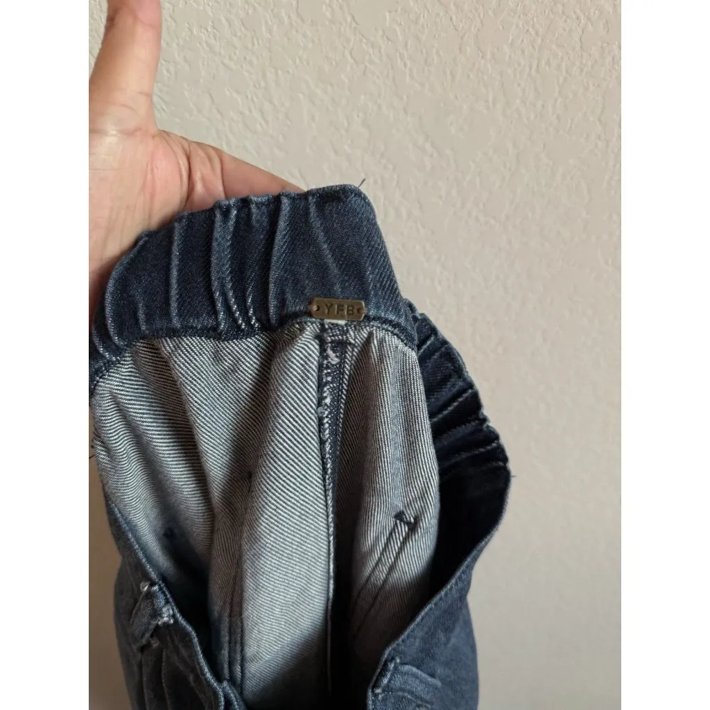 YFB Young Fabulous & Broke Wide-Leg High Rise Elastic Waist Jeans Skirt Sz S Y2K - Image 10