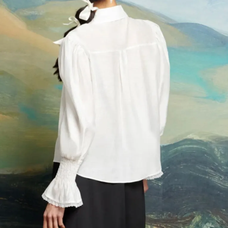 Sister Jane Top Cream Blouse with Lace Accents size 6 White - Image 4