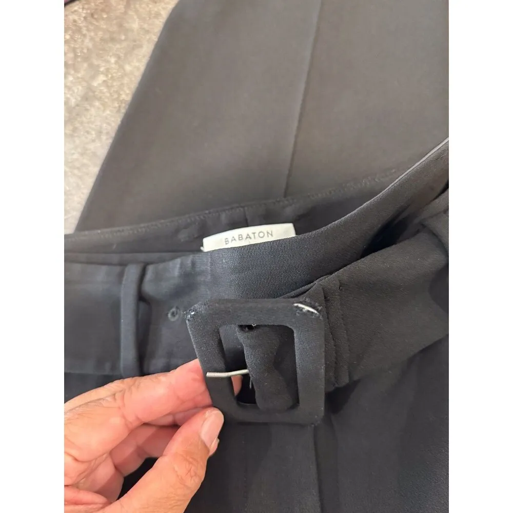 Aritzia Babaton Women Dress Pants Black Straight Belted High Rise Classic Size 2 - Image 10