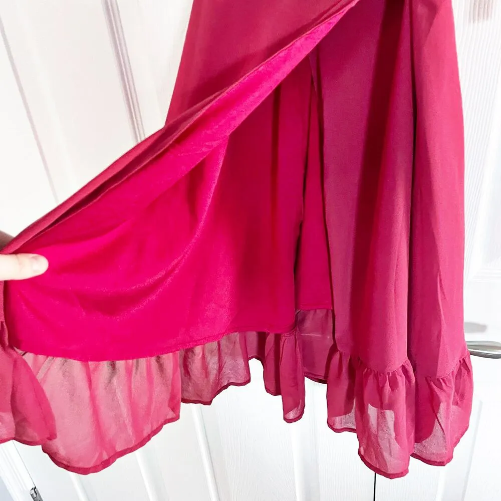 Lulus  Red Mini Wrap Dress with Ruffle Hem - Image 4