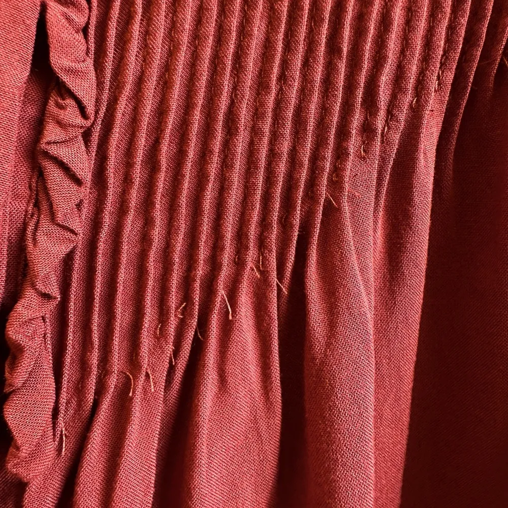 Sundance Blouse Women’s Size Small Rust Sera Ruffle Pintuck Boho Western Red - Image 5