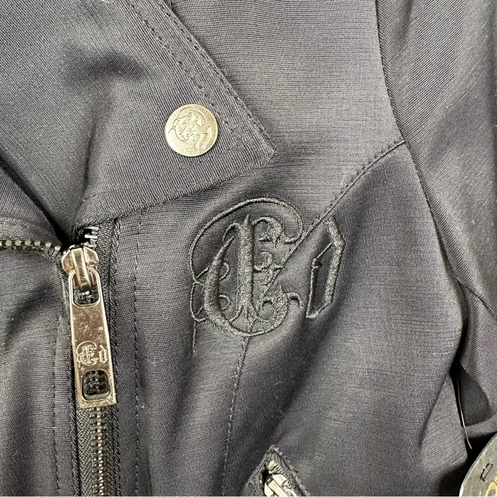 NEW Ed Hardy Vintage Jacket Womens XS Black Moto Vintage Deadstock Y2K Coat - Image 5