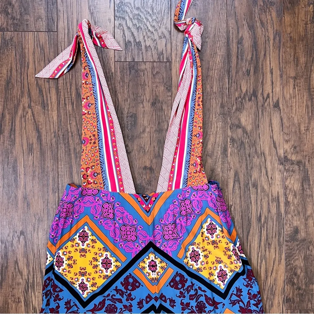 Free People • Maritzah One Piece jumpsuit culotte wide leg romper patchwork boho - Image 6