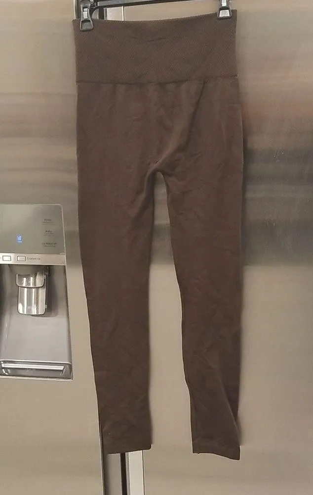 💕SOFRA💕 Fleece Lined High Rise Soft Leggings (2 Pairs) Brown & Charcoal Gray Size M - Image 2