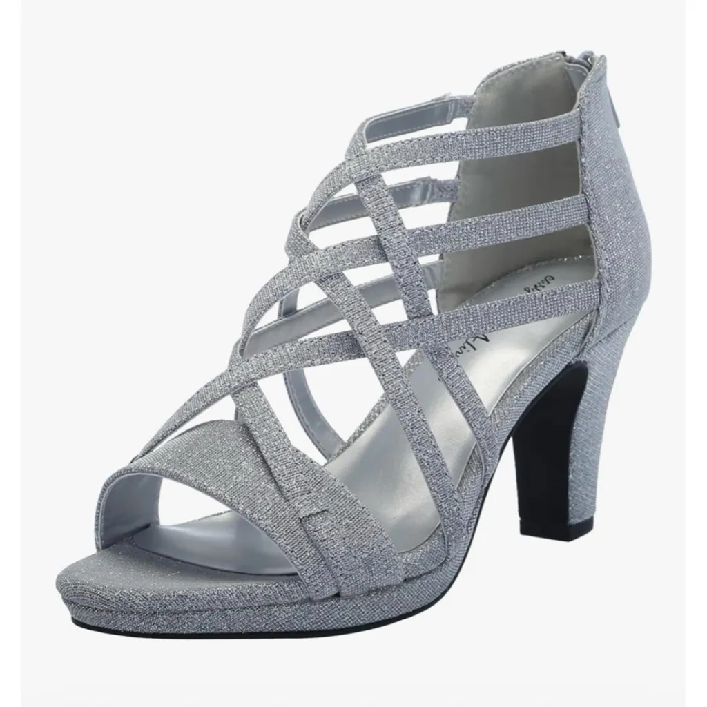 NEW Easy Street Silver Strappy Bee Heeled Sandal 9.5W $80 - Image 2