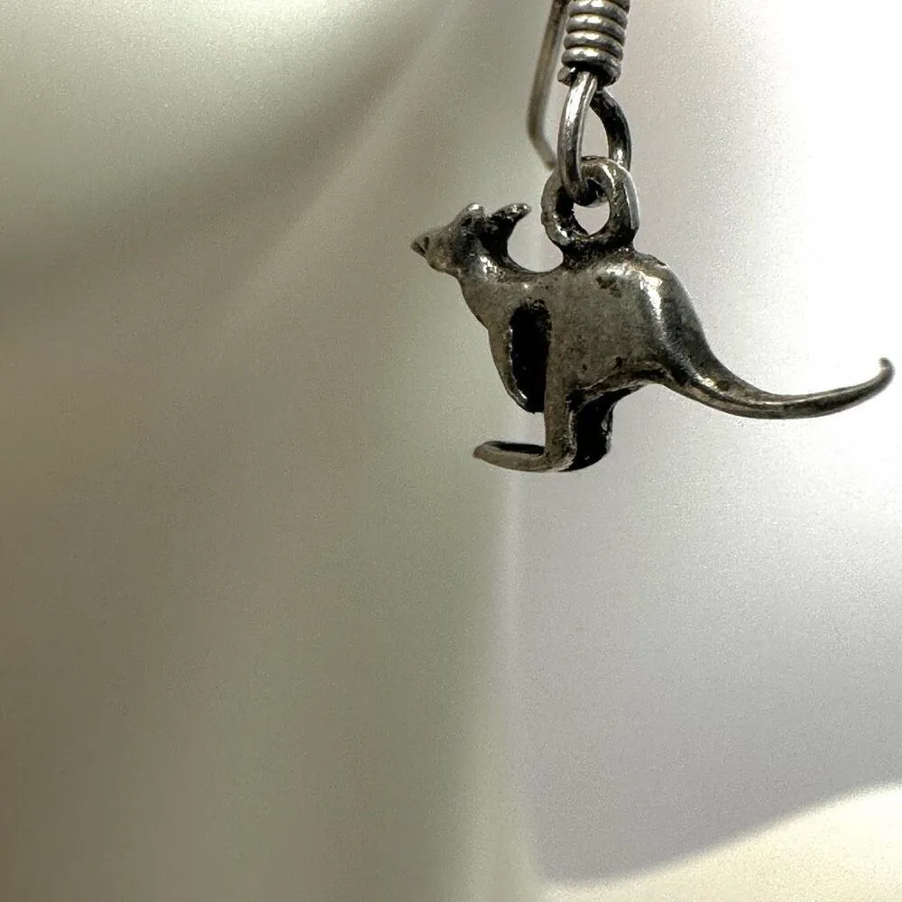 sterling silver kangaroo drop earrings - Image 6