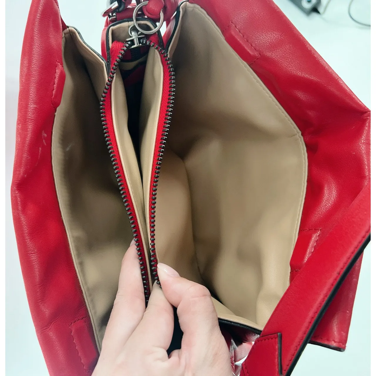 Givenchy Red Leather Shoulder Hand Bag Purse - Image 9
