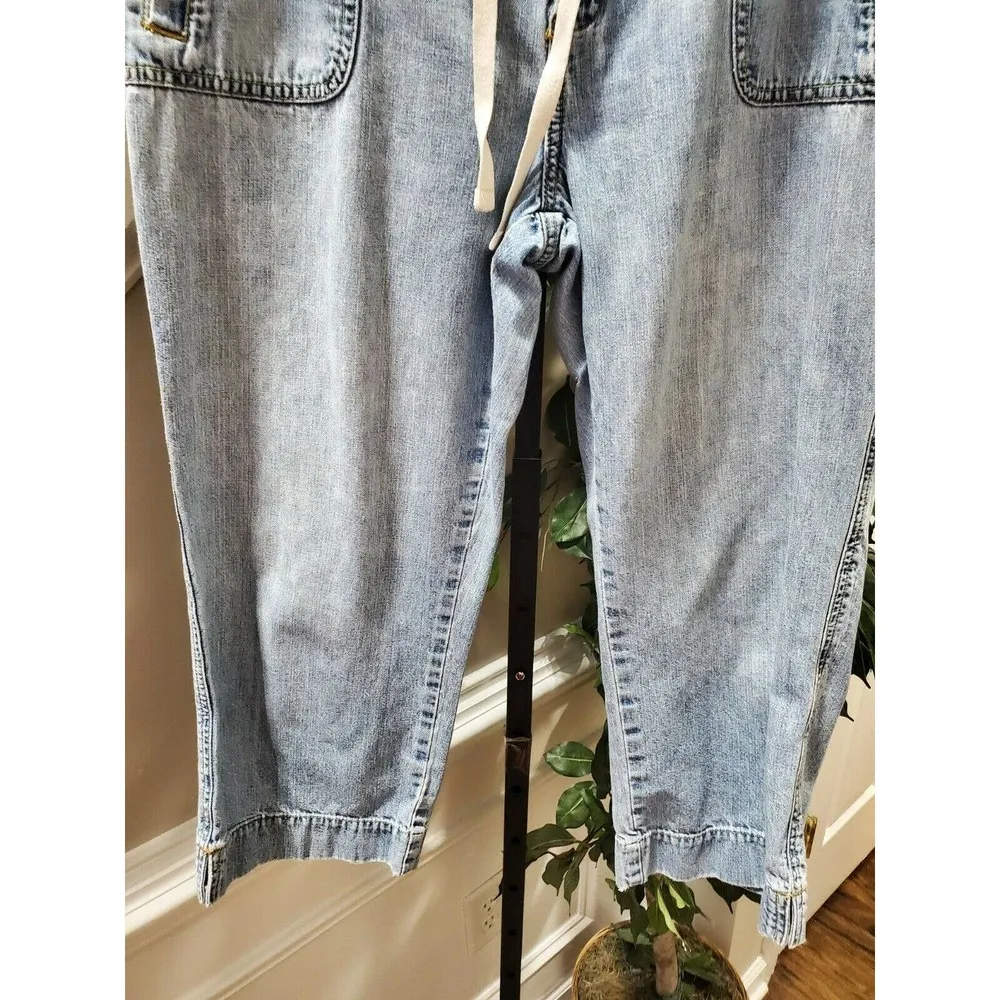 Old Navy Women Solid Blue Denim Cotton Mid Rise Straight Leg Jeans Pant Size 14 - Image 3