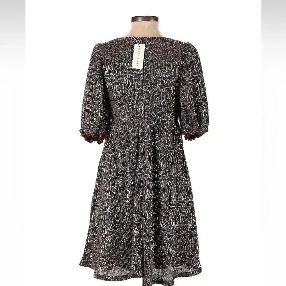 Anthropologie Moon River Sequin Babydoll Mini Cocktail Dress Size S Small NWT - Image 5