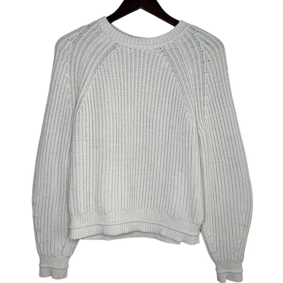 J.Crew  Chunky Ribbed Crewneck Long Sleeve Pullover Sweater Stretch M Cream - Image 11
