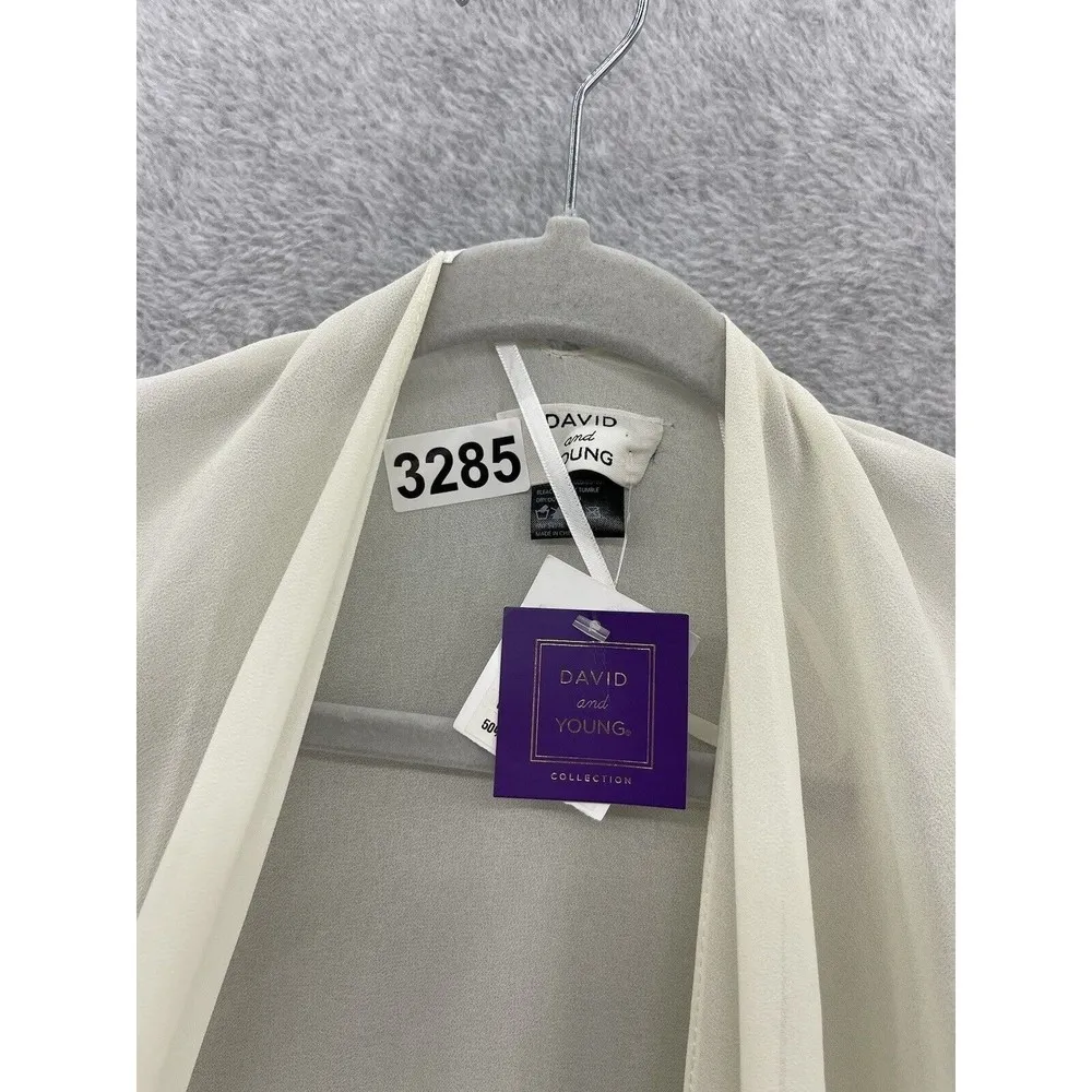 David and Young Women's Coverup Open Front Solid White Sheer One Size - Image 9