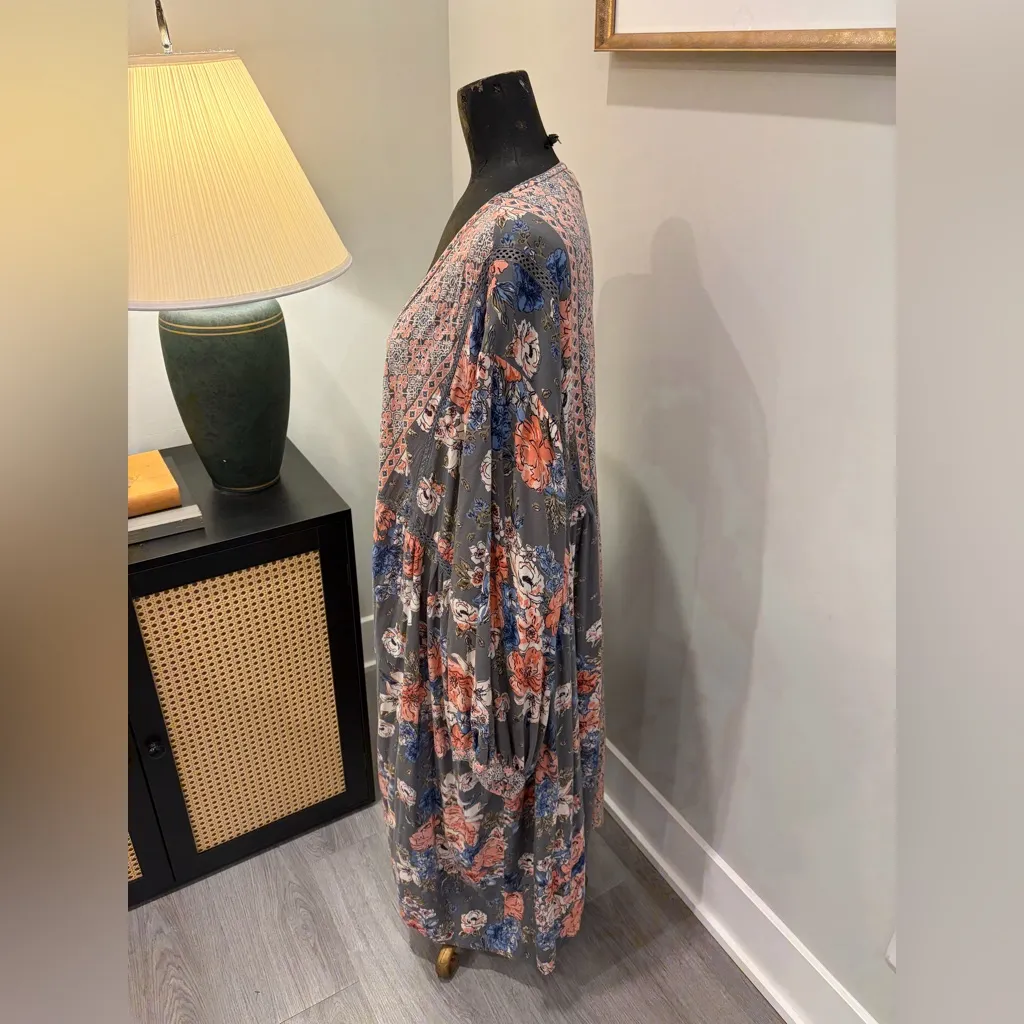 Romantic Gypsy Boho Chic Floral Longline Kimono Cover - Image 4