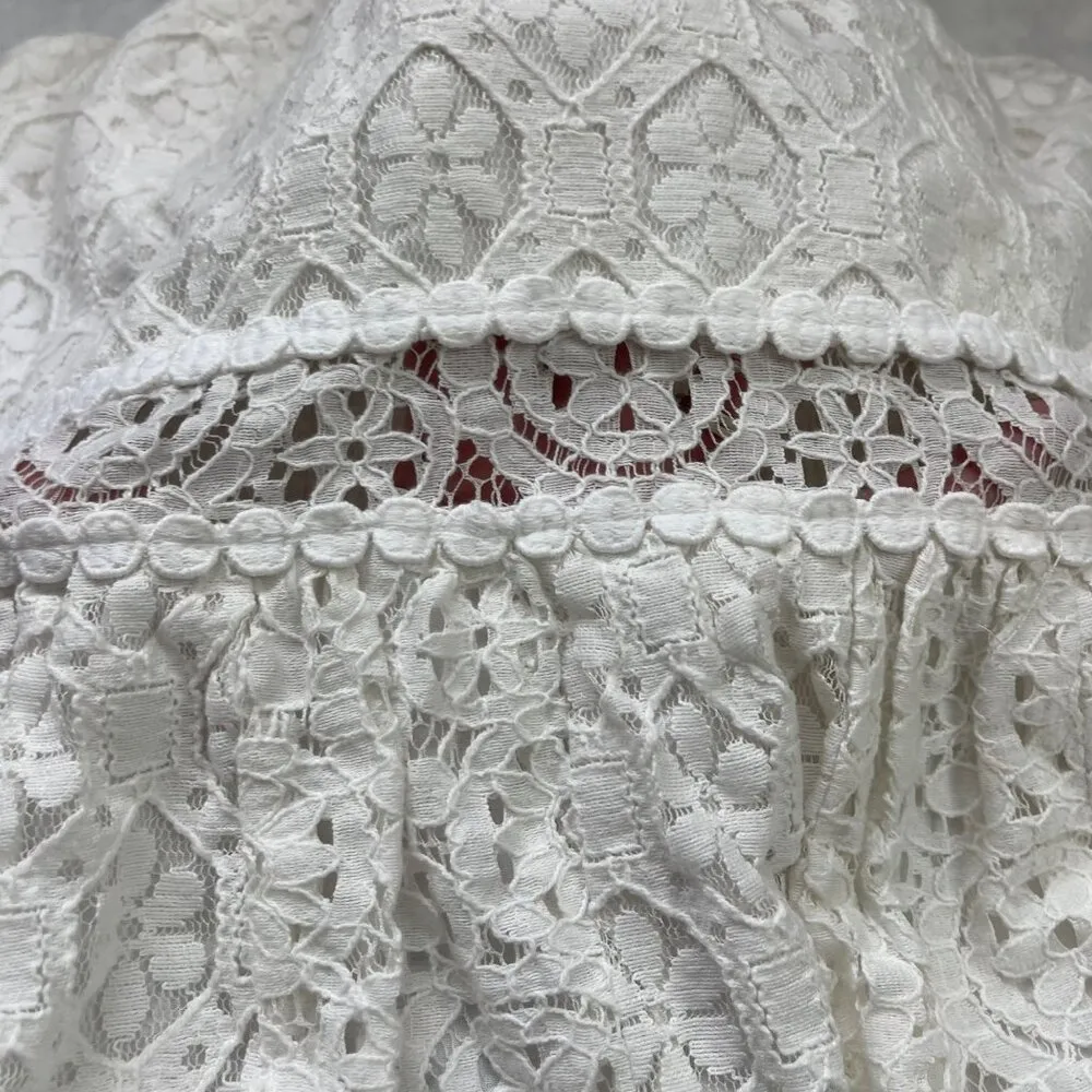 Lilly Pulitzer Brett Strapless Mini Dress Womens Medium White Floral Lace Pocket - Image 9