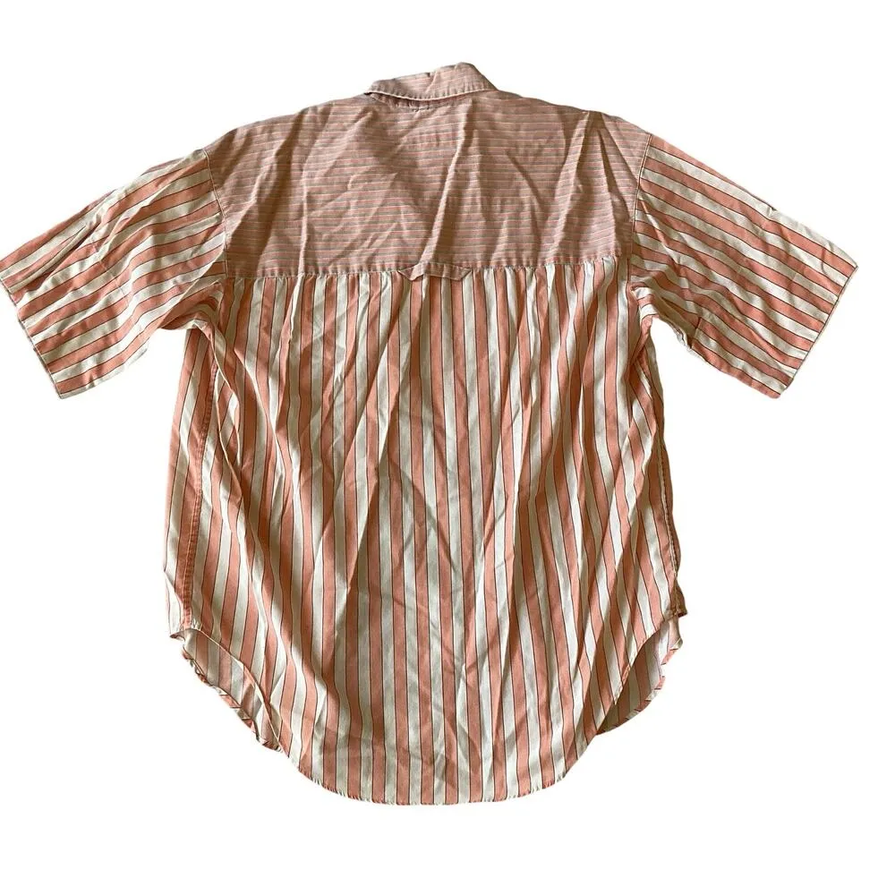 Vintage Henri James Striped Button Down Pink Size 8 - Image 5