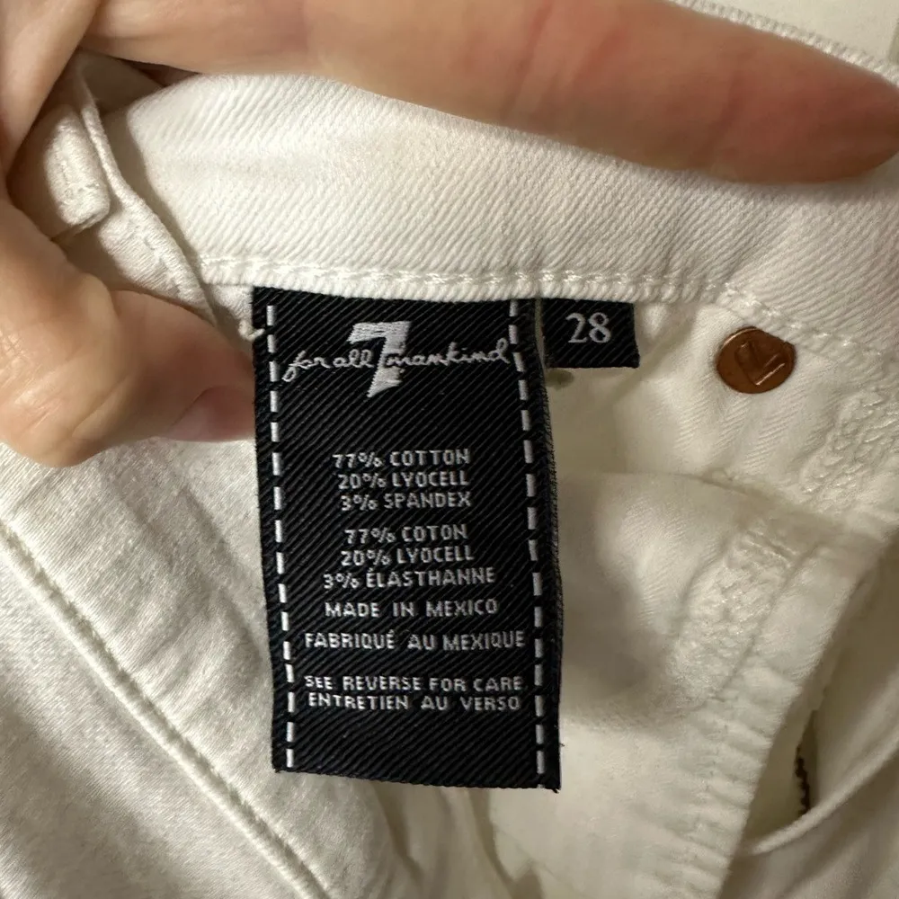 7 For All Mankind White Denim‎ Jeans Size 28 Stretch - Image 3