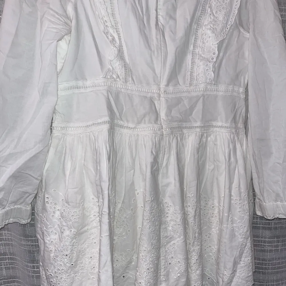 ALLSAINTS Aislyn Long Sleeve White Mini Dress w: Broiderie - Sz. 8 - Image 3
