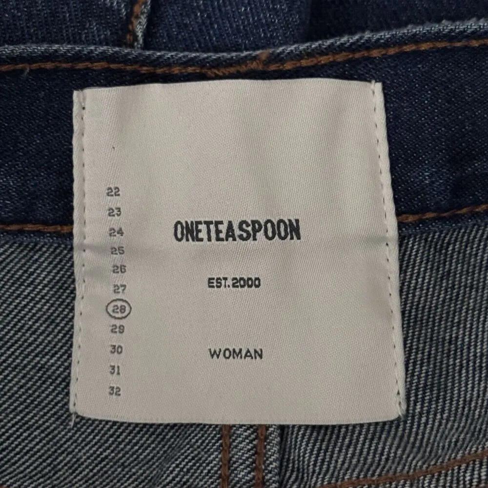 One Teaspoon Jeans Women 4 28" Awesome Baggie Blue Dark Whisker Fading Destroyed - Image 7
