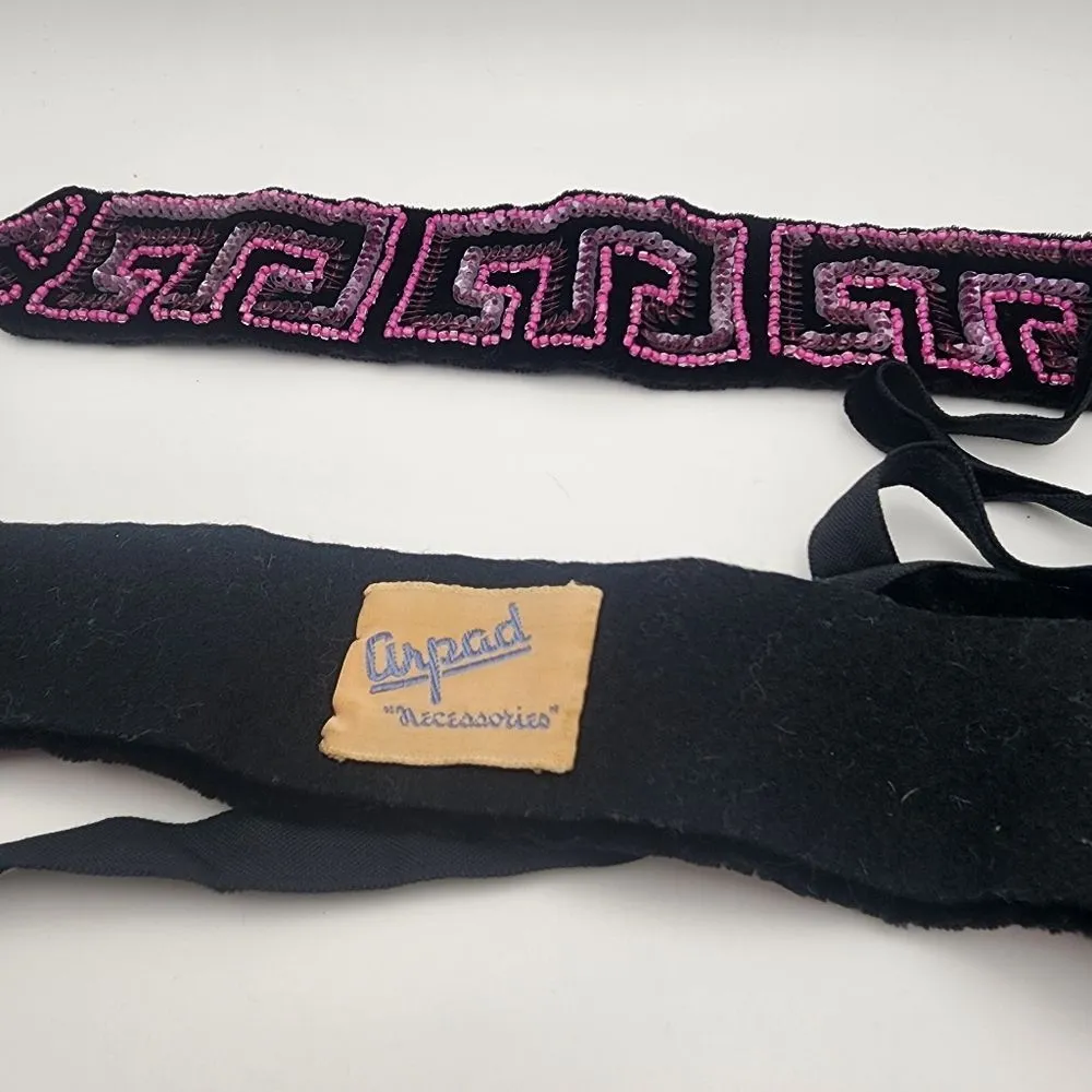 Vintage Arpad Accessories Black & Pink Beaded Accent Straps - Image 2