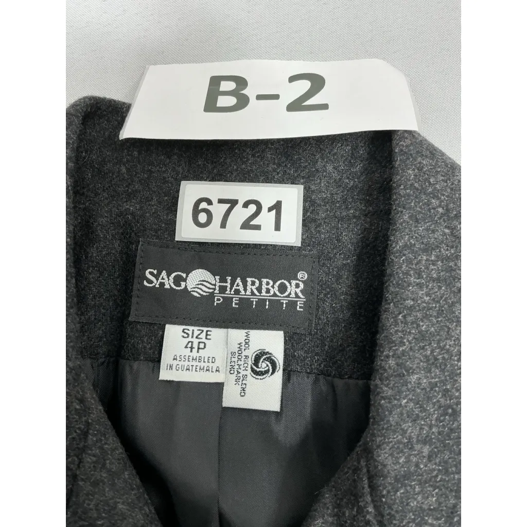 Womans Excellent Sag Harbor Petite Zip Front Cropped Blazer 4P Gray Wool - Image 3